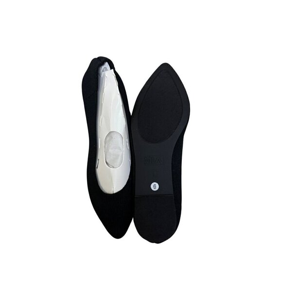 Mia Womens Black Textured Pointed Toe Flats Size 6 - Picture 3 of 6